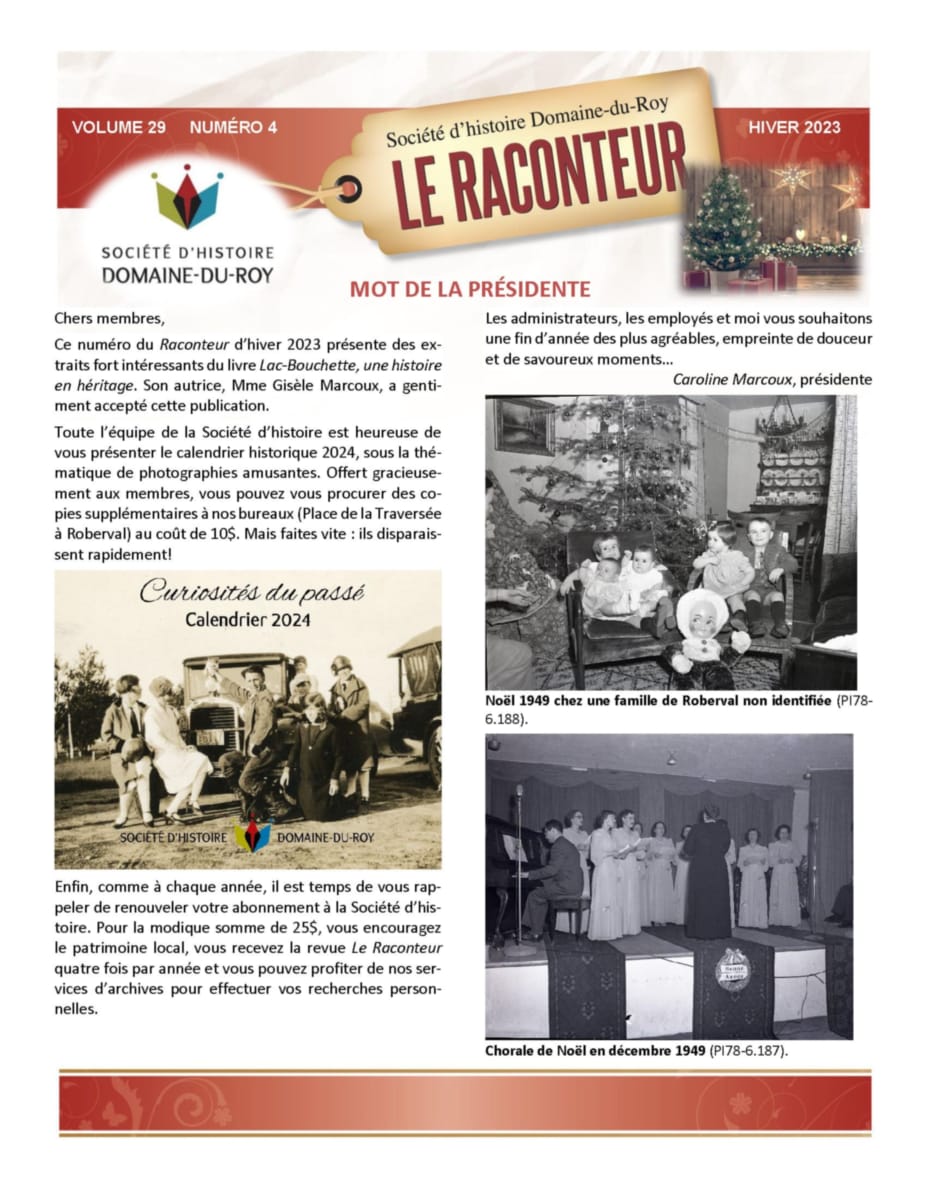Journal Le Raconteur - Centre d’archives et Société d’Histoire Domaine-du-Roy